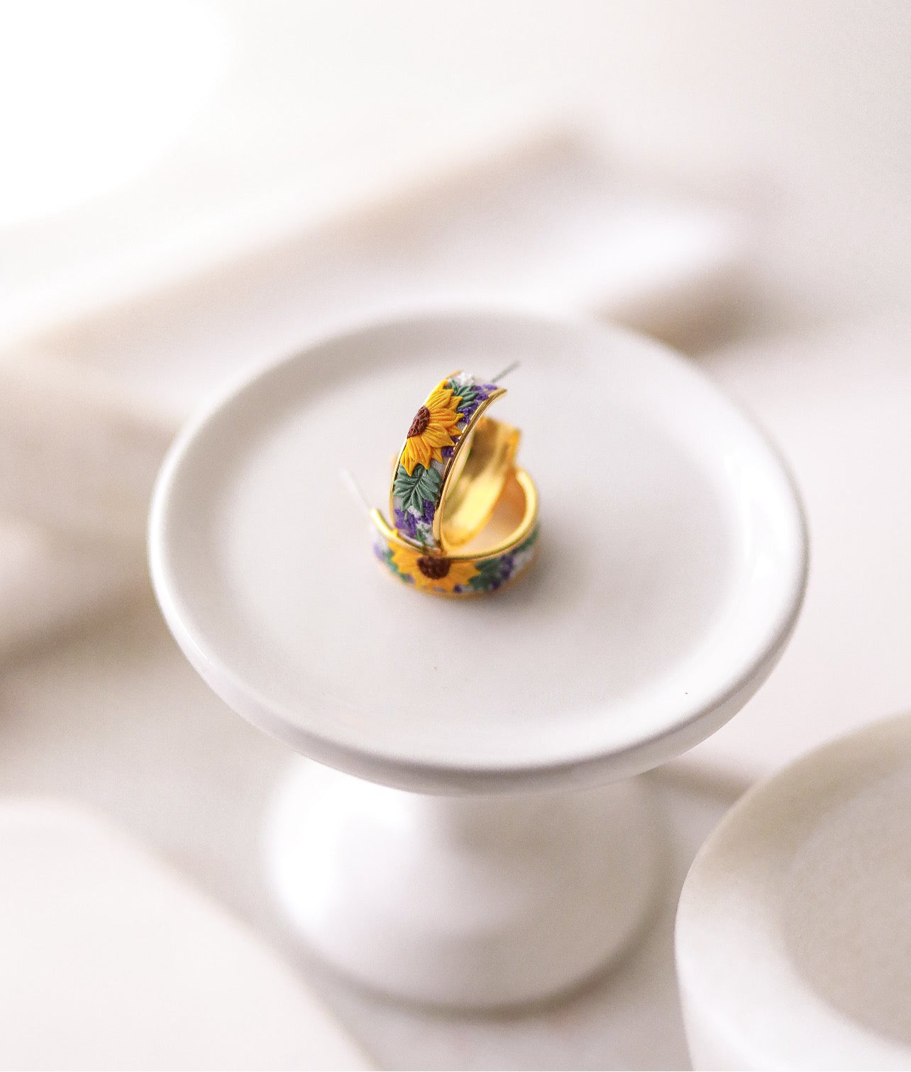 Sunflower Clay Inlay Hoops