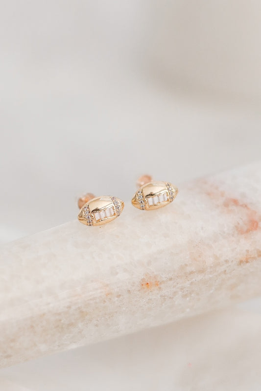 14k Gold CZ Football Stud